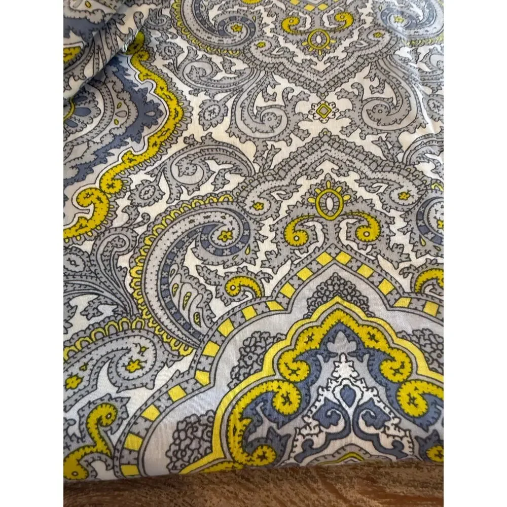 King Size Cotton Duvet Cover & Shams Gray Yellow Classic Medallion Print